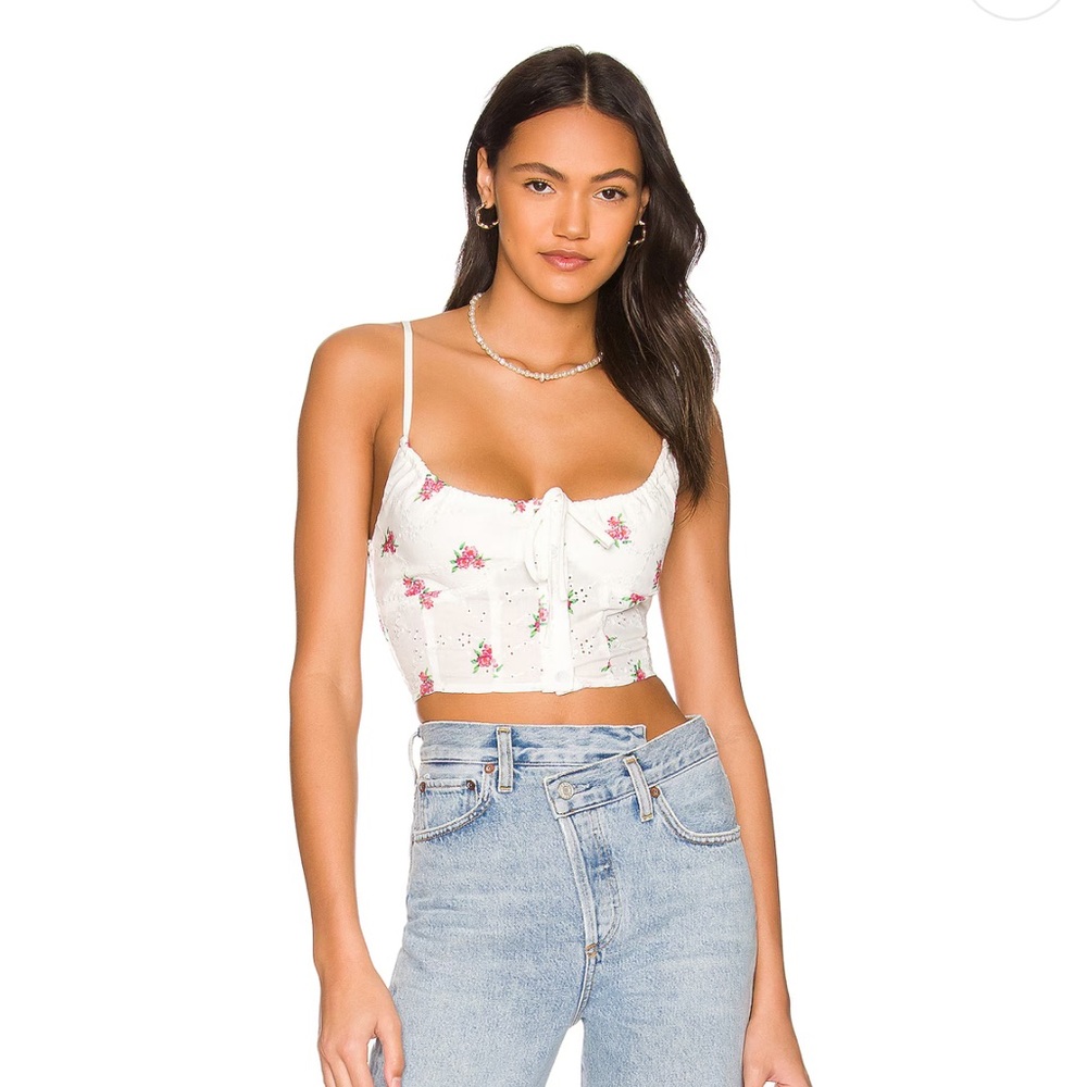 More to come Floral White Crop Top